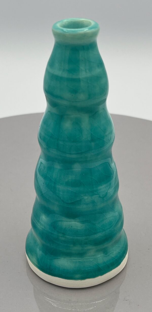 SOLD - Small Narrow Turquoise Earthenware Bubble Bud Vase