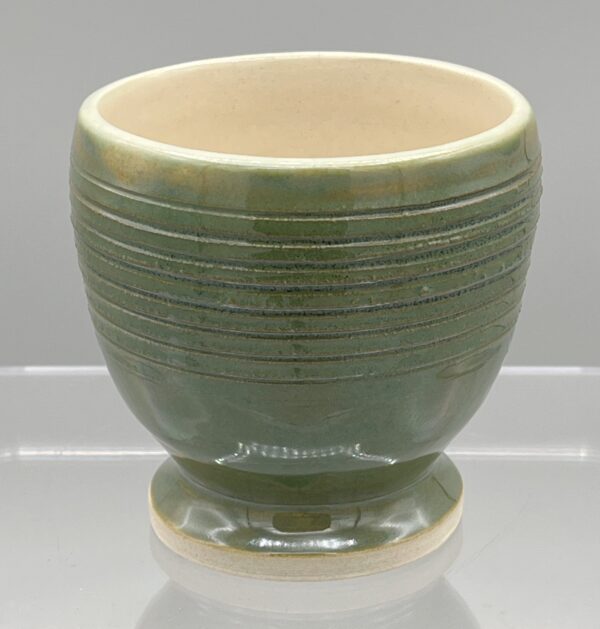 Small Footed Green Stoneware Vessel