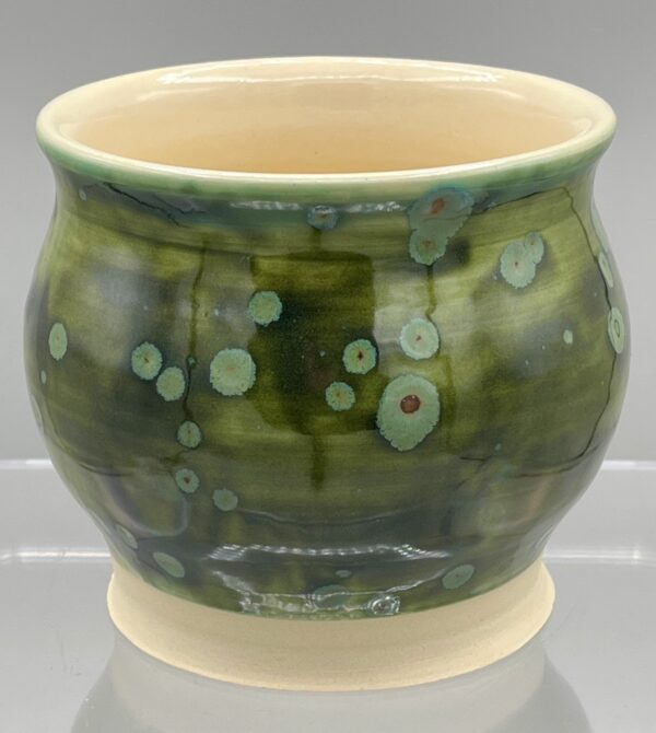 Medium Olive Green Spotted Stoneware Vase #1