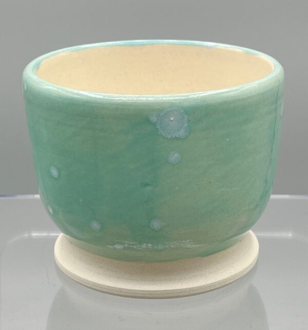 Medium Footed Aqua Speckled Stoneware Vessel