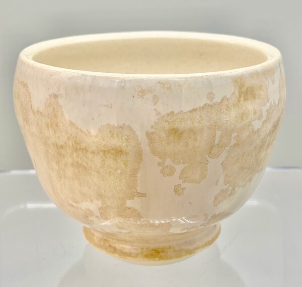 Medium Footed Buff Crystalline Glazed Stoneware Vessel