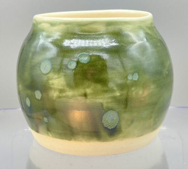 Medium Olive Green Spotted Stoneware Vase #2