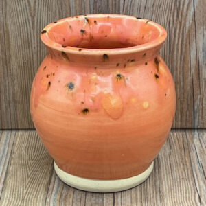 Medium Dark Peach and Rose Speckled Stoneware Vase