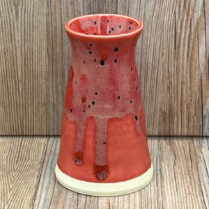 Small Narrow Red Speckled Stoneware Vase