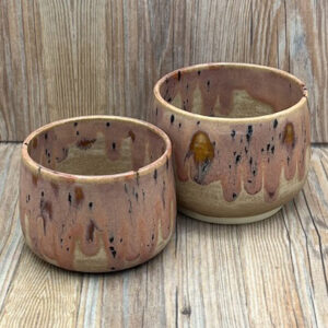 Small Buff and Rose Speckled Stoneware Cup #1