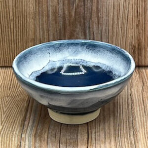 Small Dark Blue and White Stoneware Bowl