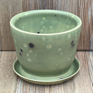 Medium Green Speckled Stoneware Flowerpot