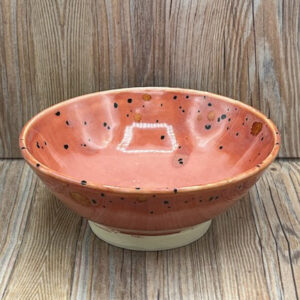 Medium Dark Peach and Rose Speckled Stoneware Bowl