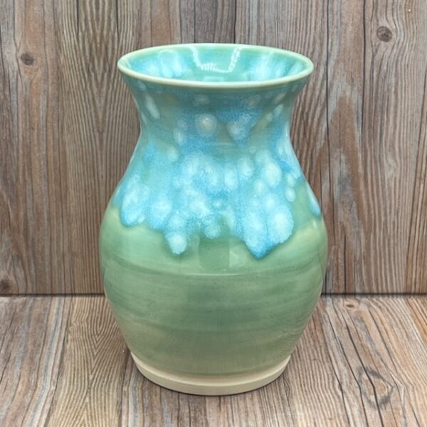 Large Aqua Speckled Stoneware Vase